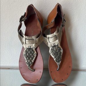 Brown and Gold Women's Sandals